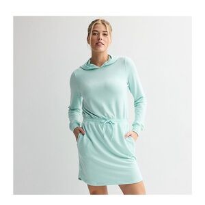 Light Mint Hoodie Drawstring Waist Dress